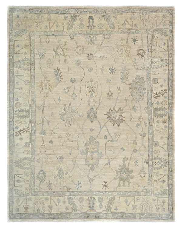 Light Brown 9x12 Ft Oushak Turkish Hand Knotted Traditional Soft Wool Area Rug